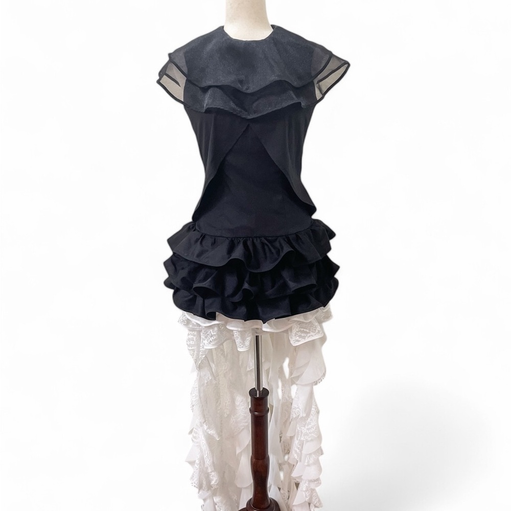 Handmade Black and White Ruffled Dress